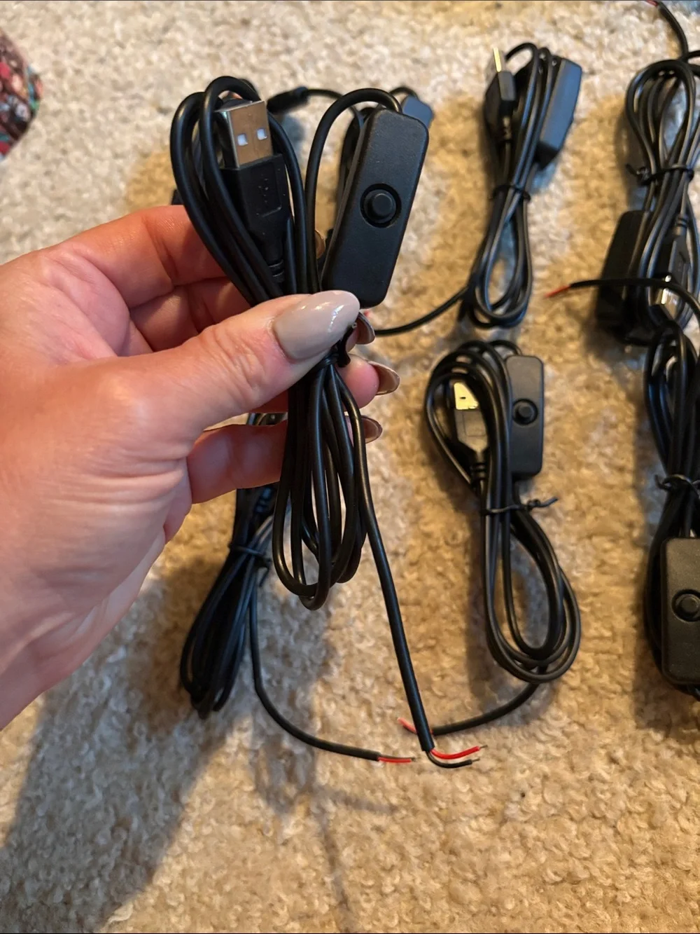Black USB Cables with Switch - Pack of 10